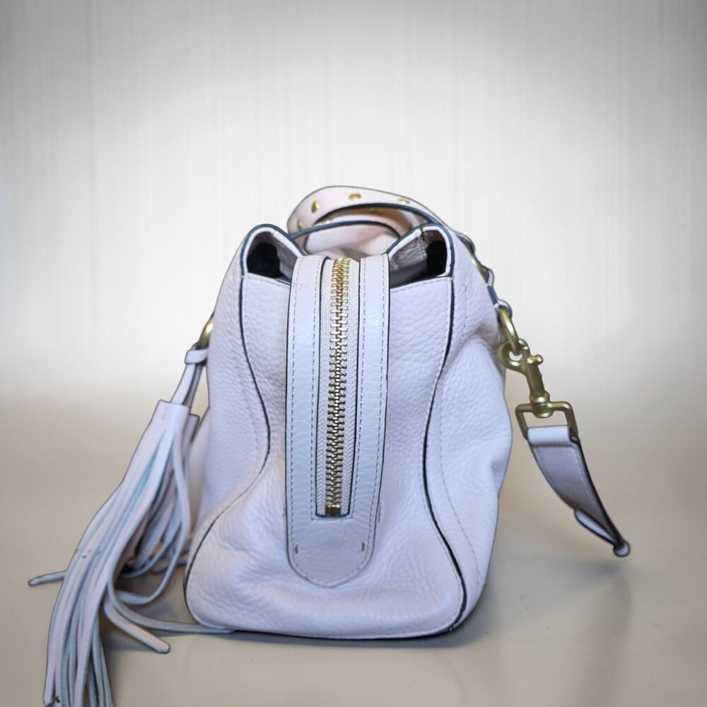 Cole Haan Blush Pink Pebbled Leather Tassel Satchel Crossbody Bag Gold Hardware - Picture 16 of 16